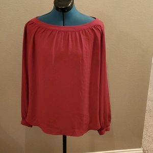 Loft wine color flowy bateau neck blouse